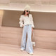 Girls' preppy style suit spring clothes foreign style girls' jeans spring and autumn models Internet celebrity fashionable children's spring and autumn clothes