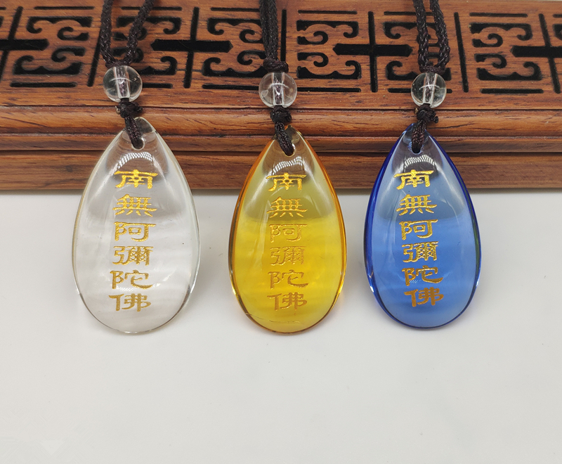 Water drop crystal pendant necklace Nanwo Amitabha name