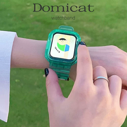 domicat Применимо AppleWatch8 Ultra Strap Apple Watch Iwatch7 Пара 6/5/4/SE прозрачный ледник Смарт -летние летние обложки подруги