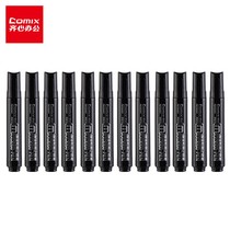 Comix Black Thick Head Logistics Oily Marker Pen Large Head Pen 2.0mm 12 Pack Stationery Office Supplies