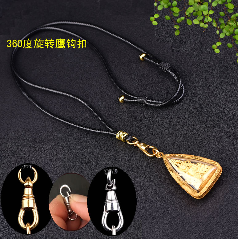 Leather Rope Swivel Eagle Hook Button Quick Detached Buckle Buddha brand Chain Buddha Pendant Rope Pendant with adjustable double hanging