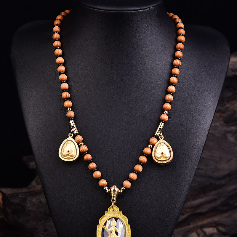 8mm cliff cypress black coconut shell Thai Buddha brand chain pendant chain single hanging chain three hanging chain men's and women's models