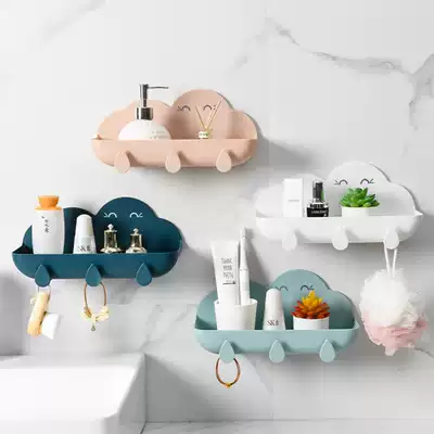 Multifunctional bathroom drain rack kitchen non-perforated wall-mounted storage shelf toilet toiletries placing table