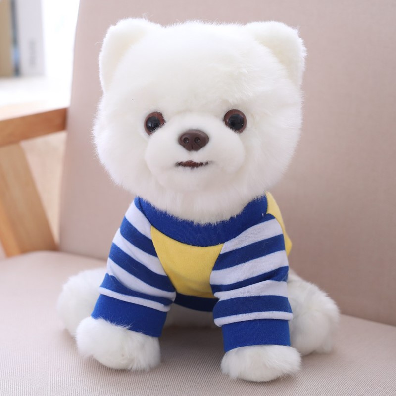 Tea cup dog plush toy white dog doll puppy doll simulation plush toy super cute Pomeranian