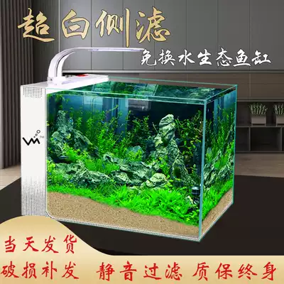 Ultra-white glass small fish tank Household desktop living room bedroom creative leisure ecological free water side filter aquarium