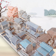 中国八大古镇建筑模型益智手工3D儿童成人立体拼图木质天安门玩具