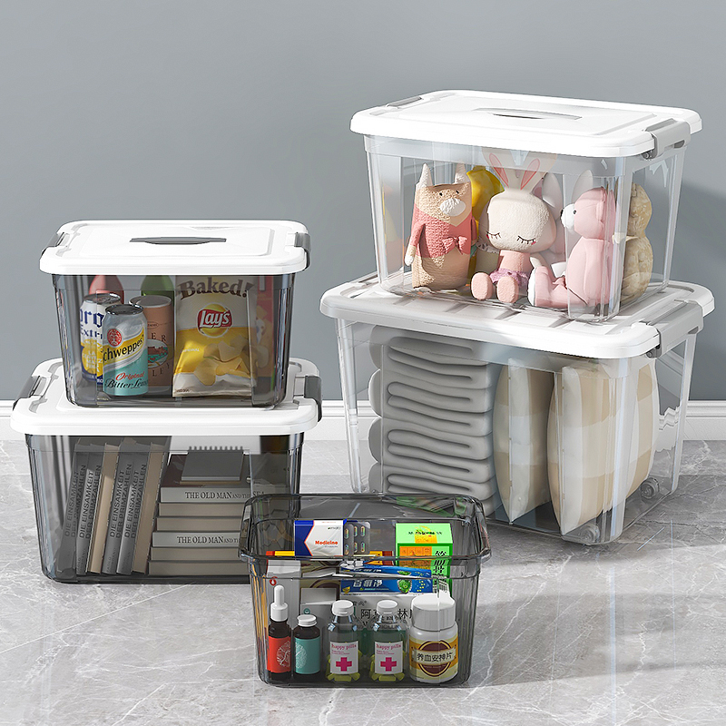 Extra-large transparent container box houseplastic packing box hostel room toy collection box