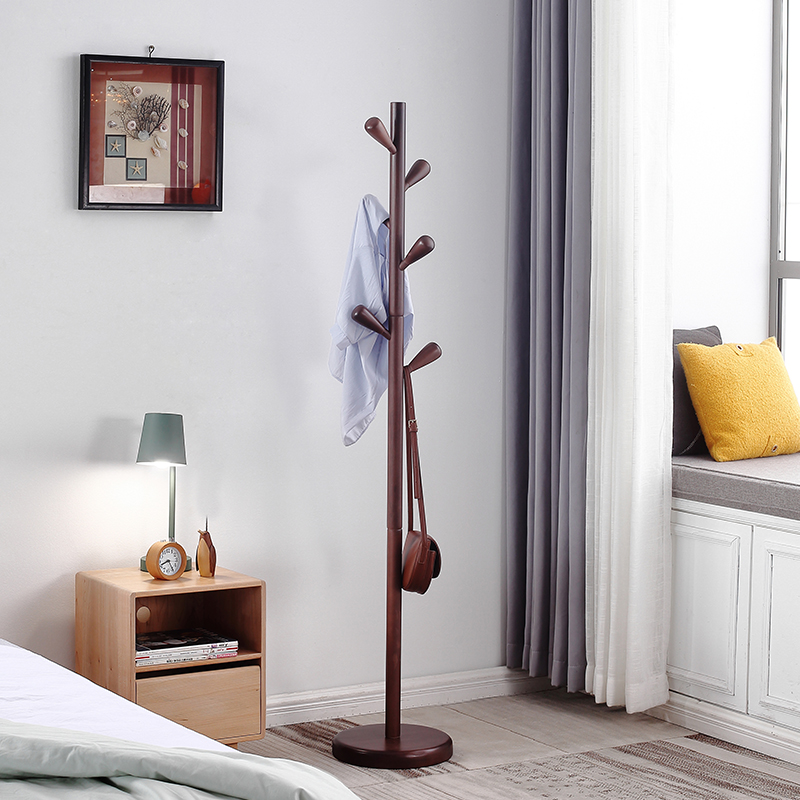 Solid wooden cap rack Living room corner small clothes frame log wood creative clothes frame floor bedroom tree hanging rack