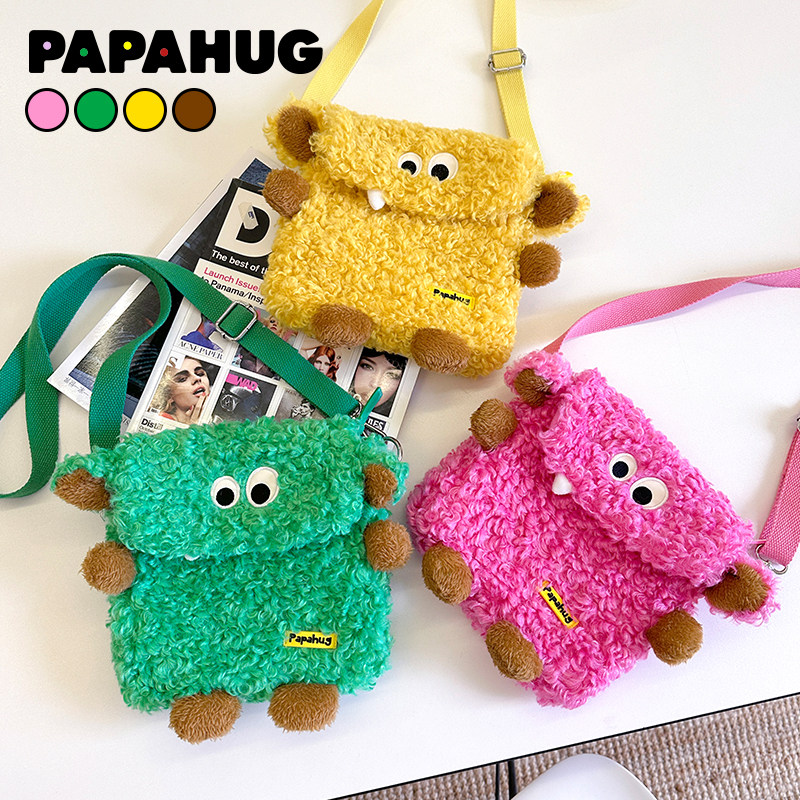 PAPAHUG small monster plush bag obliquely satchel with zero wallet adorable wearing a small crowd design sensation Leisure single shoulder hanging bag-Taobao