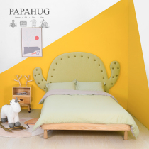 PAPAHUG|Creative ins Light luxury soft bag backrest Childrens room Model room Solid wood oasis cactus childrens bed
