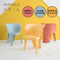 PAPAHUG|Genuine color cartoon child seat Toddler home plastic learning stool backrest elephant chair