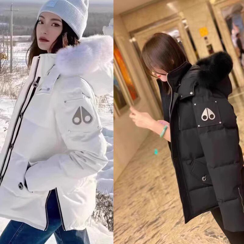 Canadian Shearling down Jacket with Quebec Fox Fur Collar, Outdoor Workwear for Men and Women, Couple's Goose down Ski Warm Coat