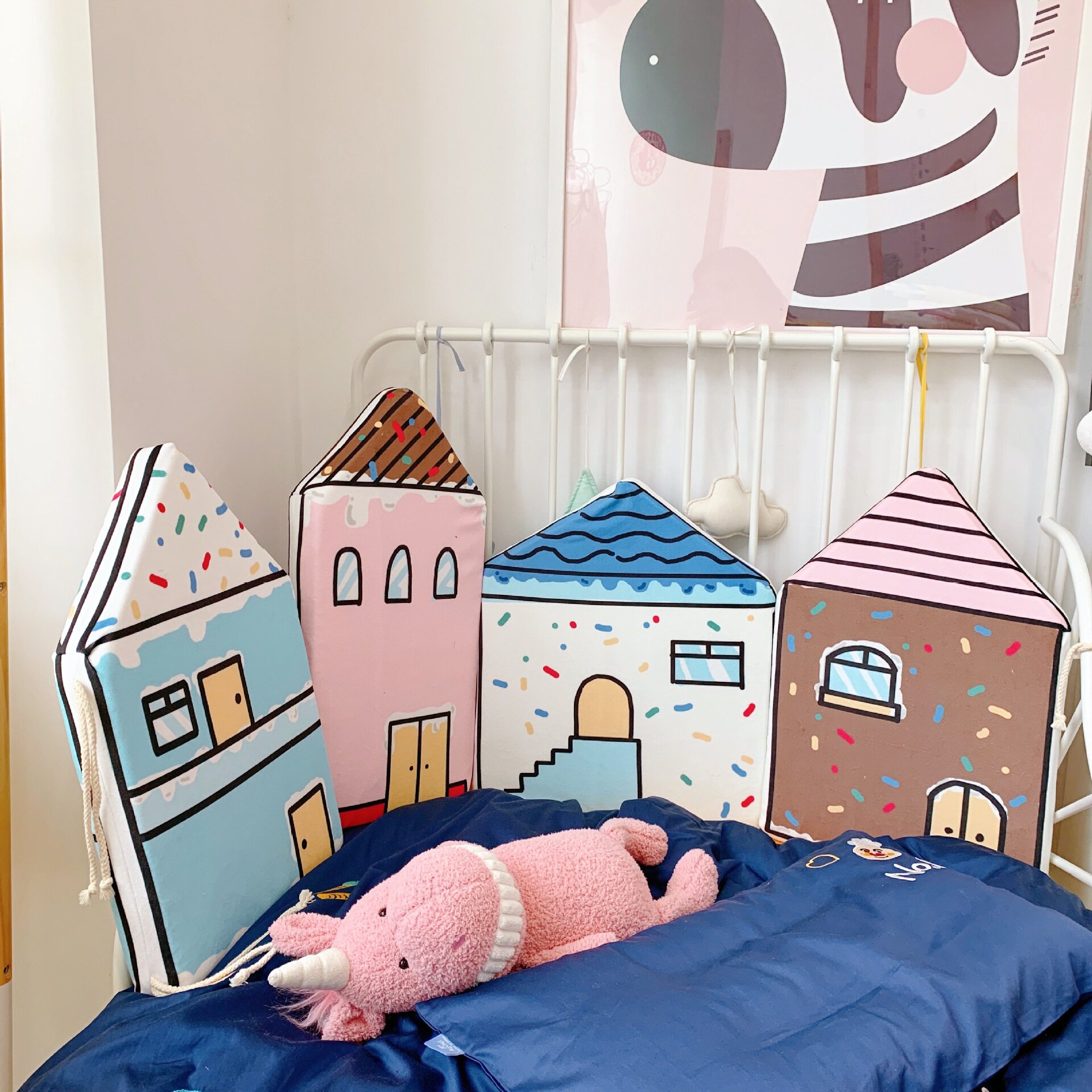Nordic little house bed fence crib bump protection fence children small bed soft fence cartoon baby splicing bed fence