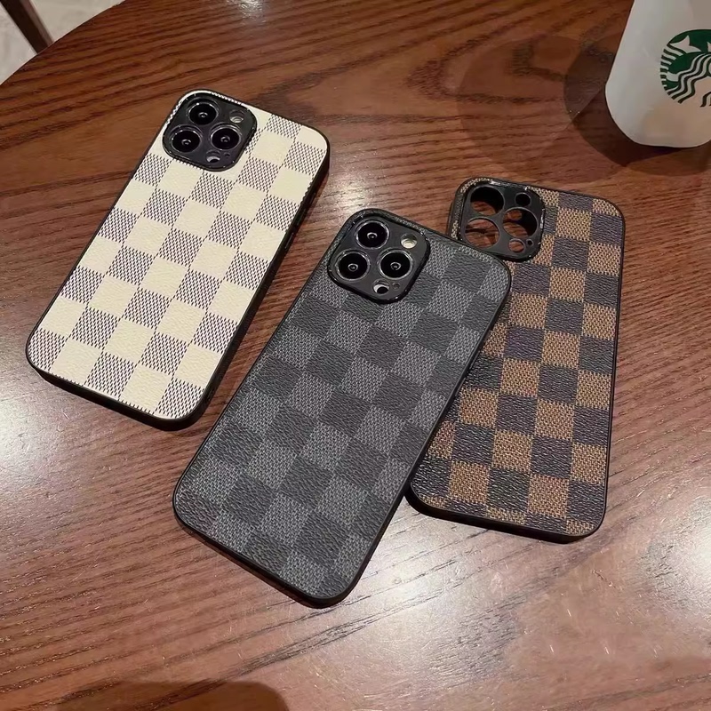 L Minimalist Plaid Design, Same Style as on Xiaohongshu, 16Promax Apple 15Promax Phone Case Suitable for iPhone 14Pro, Leather 13 Luxury Brand New Model, 12 Vintage Pattern, 17Pro High-End Leather Case