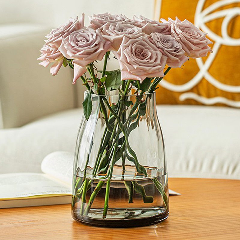 Advanced senses light and luxurious vase pendulum pieces Living room flower arrangements Dry flower table Roses flowers Water Peacao Water nourishing transparent glass Slightly-Taobao