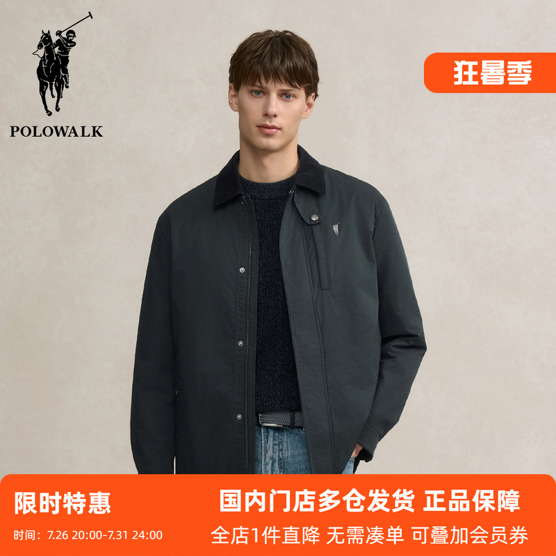 Polowalk Men's Windproof and Warm Cotton Jacket Autumn and Winter New Retro Contrast Color Lapel Commuter Jacket Top