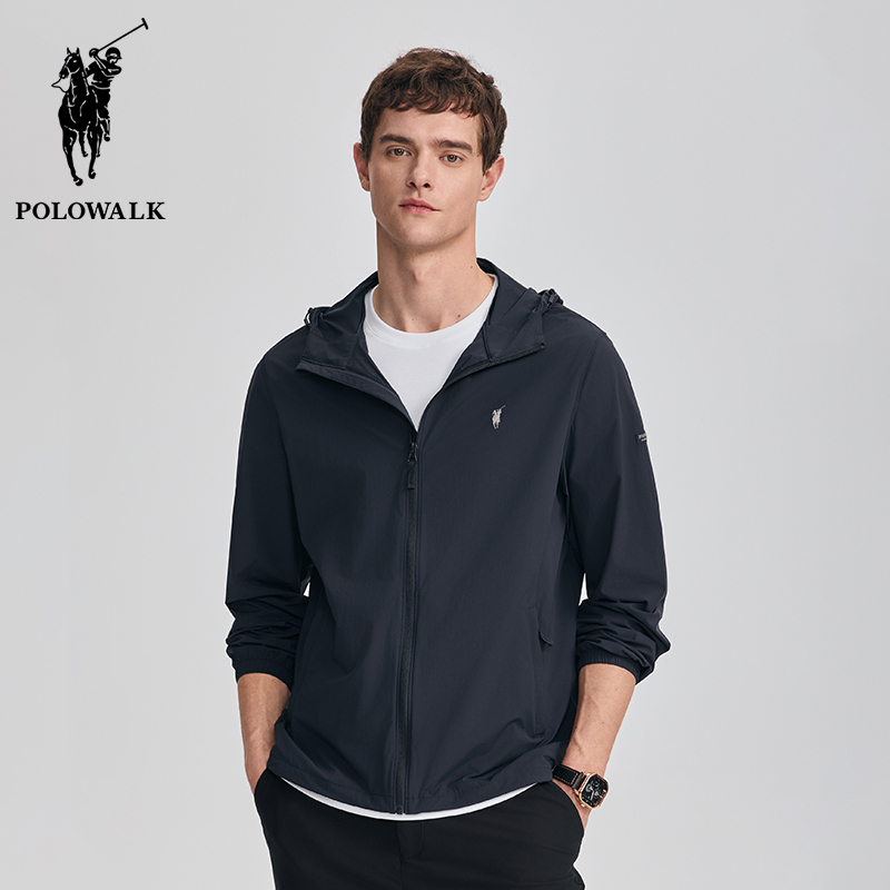 Polowalk Outdoor Casual Zipper Jacket Men's 2025 Summer New Fashion Sports Top Hooded Sun Protection Clothing