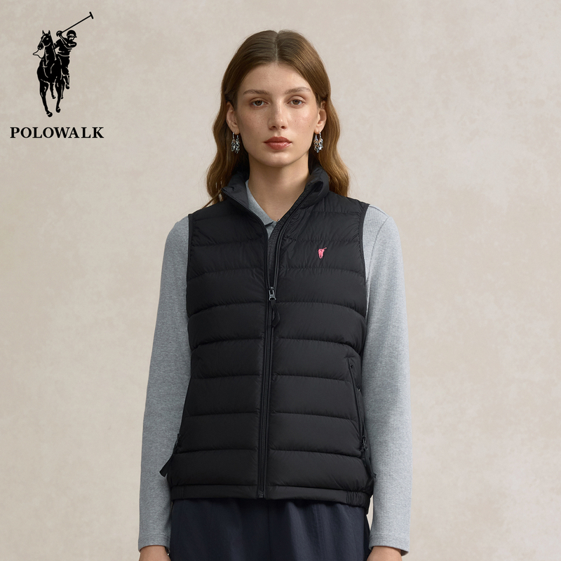Polowalk Lightweight Stand-Up Collar Women's Ribbed down Vest Autumn and Winter New White Duck down Warm Vest Jacket Trendy Polowalk Lightweight Stand-Up Collar Women's Ribbed down Vest Autumn and Winter New White Duck down Warm Vest Jacket Trendy