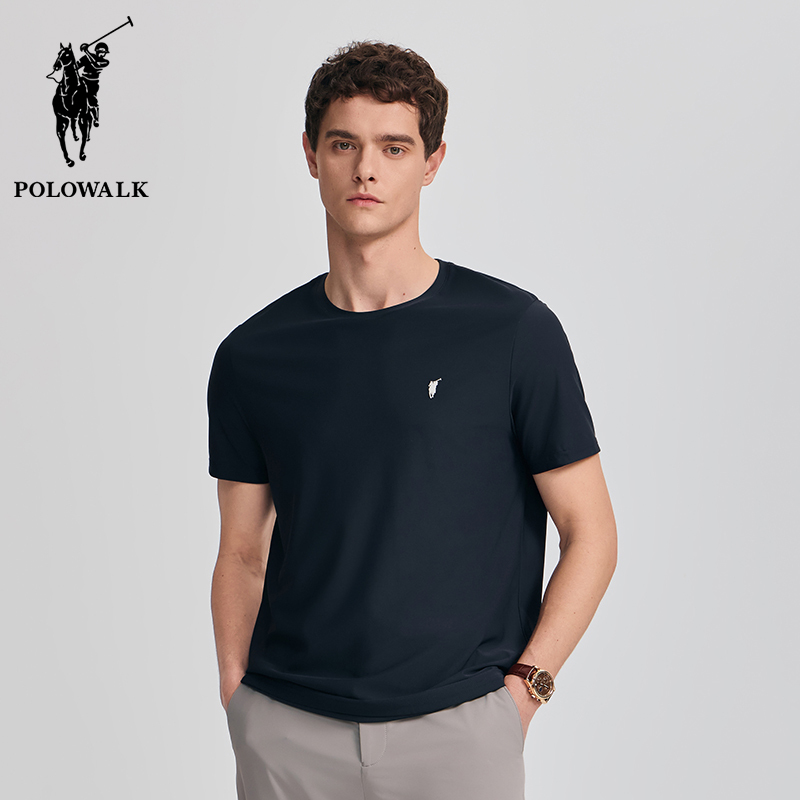 Polowalk Summer Men's Solid Color Quick-Drying Short-Sleeved T-Shirt 2025 New Outdoor Casual Sports Style Top Trendy