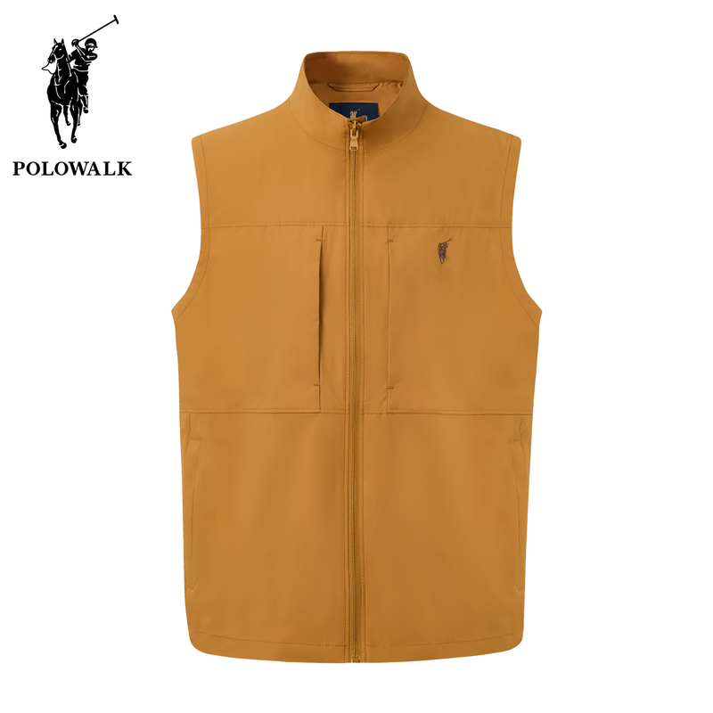 Polowalk Men's Windproof Stand-Up Collar Pure Color Vest Spring & Fall New Outdoor Casual Sleeveless Cardigan Jacket Polowalk Men's Windproof Stand-Up Collar Pure Color Vest Spring & Fall New Outdoor Casual Sleeveless Cardigan Jacket
