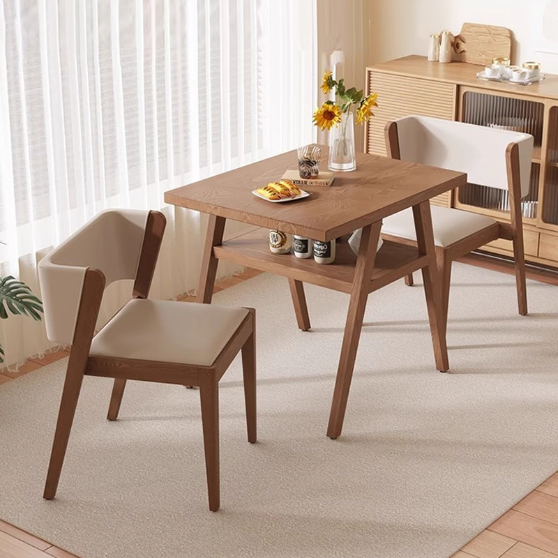 Solid Wood Balcony Tea Table and Chair Set for Small Indoor Leisure Areas, Includes One Table and Two Chairs, Three-Piece Tea Table Set