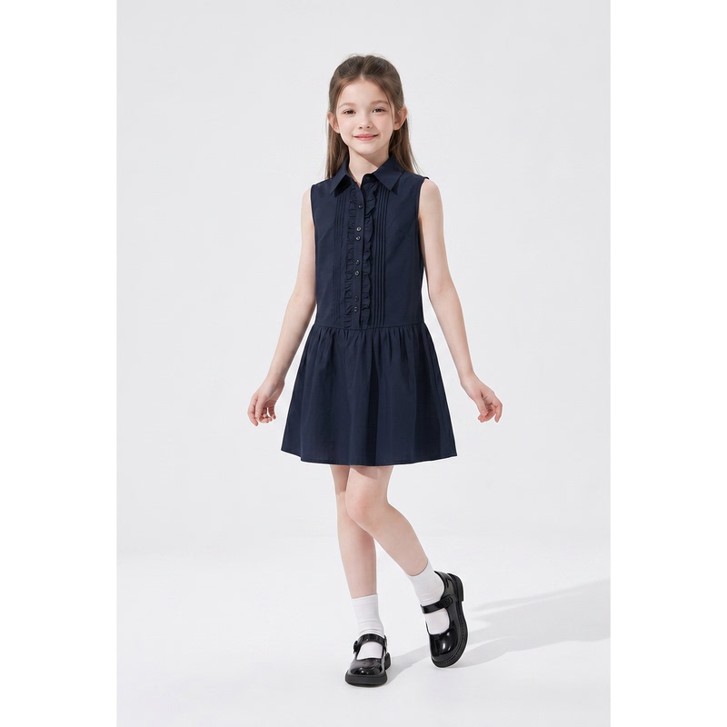 Girls' Casual Style Dress Summer 2026 New Style Sleeveless Lapel Stylish and Beautiful Casual Vest Dress for Older Children Girls' Casual Style Dress Summer 2026 New Style Sleeveless Lapel Stylish and Beautiful Casual Vest Dress for Older Children