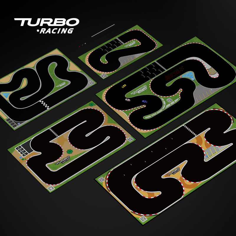 Turbo Racing 1:76 Car Scene Track/Runway Mat, Cement Piers, Jump Platform, Drift Track