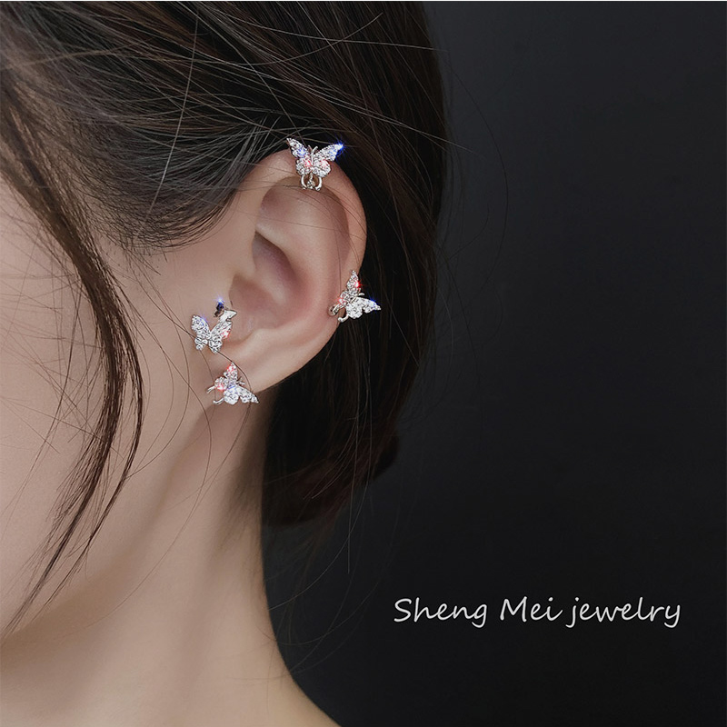 Korean butterfly earrings women's sterling silver 2020 new trend small 925 sterling silver temperament net red cold wind