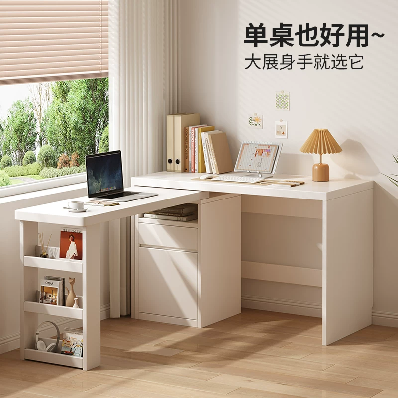 desk and bookshelf integrated solid wood table corner computer table home wall-mounted small apartment student bookcase combination desk