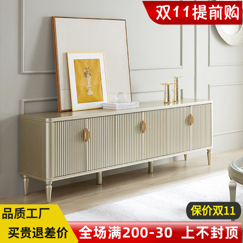 American light lavish solid wood TV cabinet style guest hall furniture storage locker rear modern minimalist tea table TV-Taobao