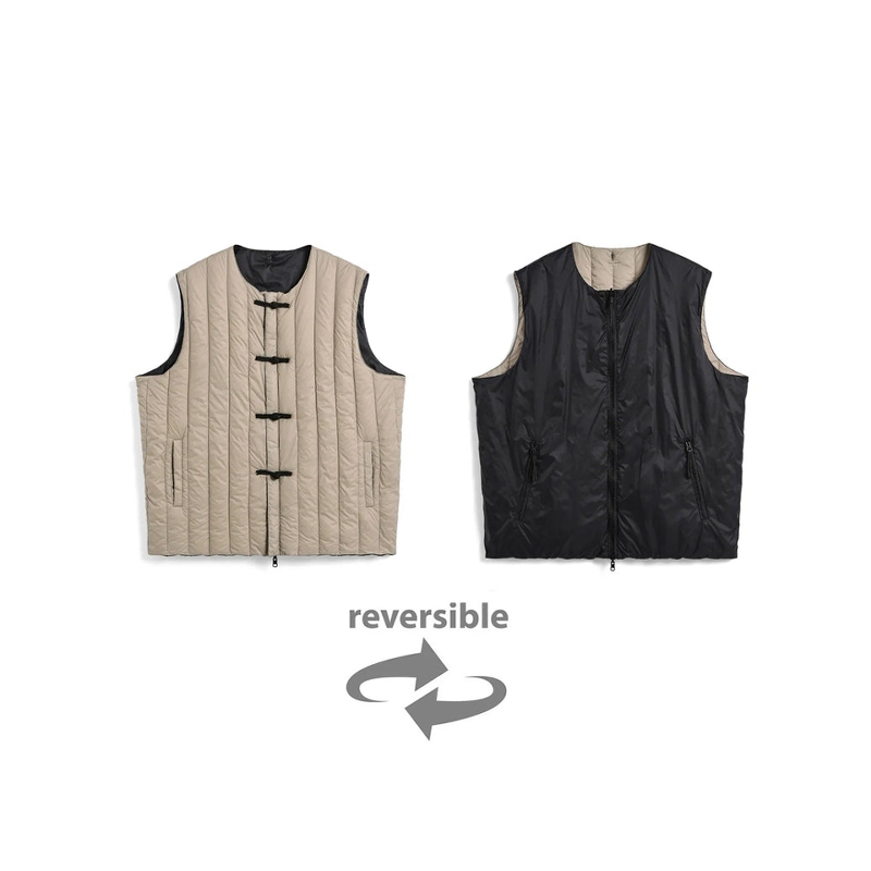 Taion Japan Special Chinese-Style Buttoned Double-Sided down Vest, Unisex