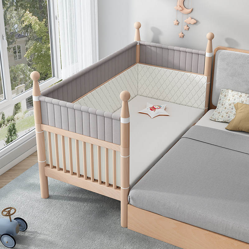 Customized beech formaldehyde-free solid wood children's splicing bed baby widening splicing big bed baby men and women bedside cot