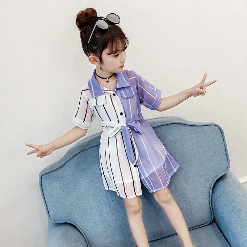 Girl Nets Red Ocean Dress Summer Dress 2022 New CUHK Dresses Summer Girls Princess Snow Spinning Dress