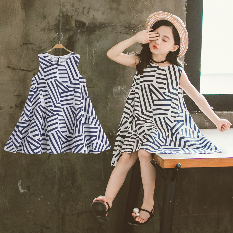 Children's Clothing Girl Summer Dress Foreign Dress 2022 New Foreign Pie Summer Princess Dress Child Skirt Summer Little Girl Summer