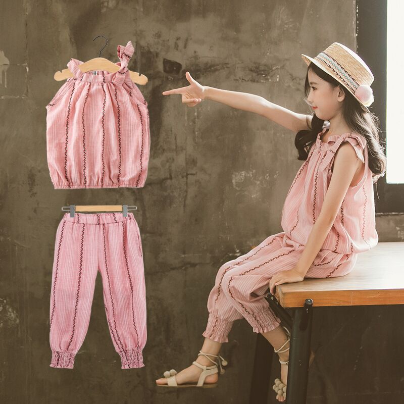 5 Girls summer clothes 2022 new Korean version 8 big boys and foreign pie 12-year-old girls summer fashion suits 15 tide clothes 8 to 9