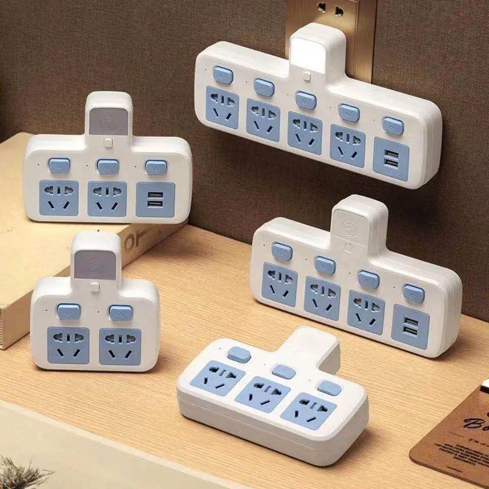 Office style pure copper converter socket with night light USB independent switch multi-function one-turn multi-position socket