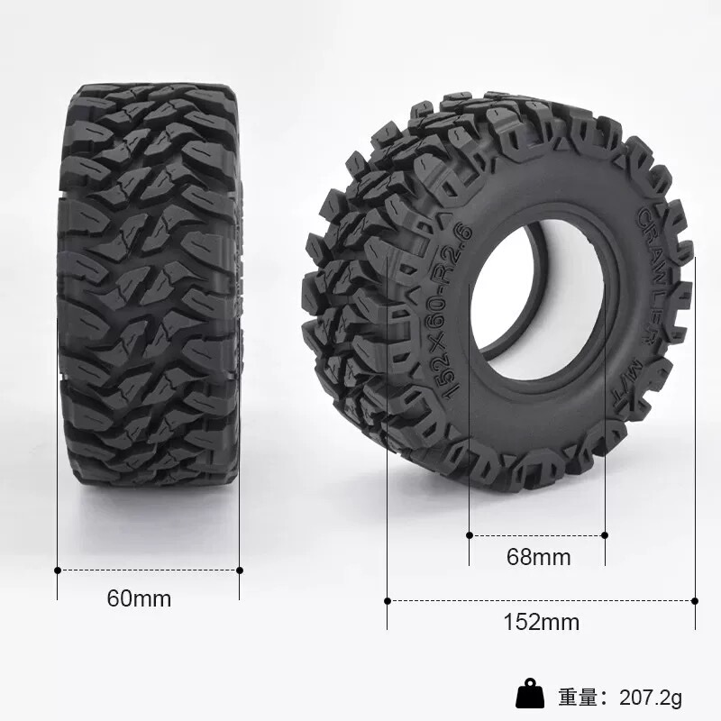 2.6inch Tires 152*60mm Rc Remote Control Model Climbing Car Ut4 Big Tiger Shark Rbx10 Mk07 Universal Tire 2.6inch Tires 152*60mm Rc Remote Control Model Climbing Car Ut4 Big Tiger Shark Rbx10 Mk07 Universal Tire