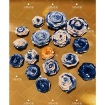 Everything can be dyed｜Blue dyed rose brooch Tie-dyed handmade rose ethnic style pure cotton fabric universal decoration