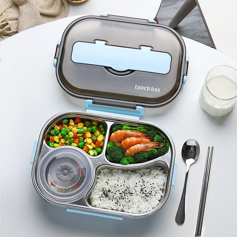 Divided lunch boxes for children and primary school workers lunch boxes with water insulation and anti-scalding soup bowls with lid dinner plate divider type