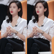Listening to Sister Description Star Prince Wen Identical White Shirt 22 Spring Autumn New Design Sensation Small crowdsourced OL shirt with long sleeve blouses