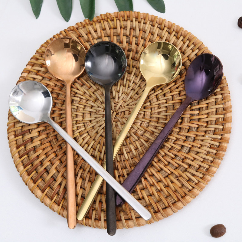 304 Stainless Steel Coffee Spoon New Milk Tea Hanging Cup Spoon Sweet Spoonful Spoon Stirring Spoon