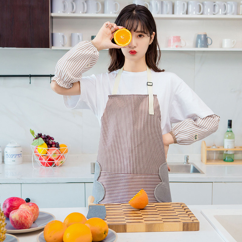 Striped Apron Kitchen waterproof anti-oil sleeveless Home Erasable Hood Clothing