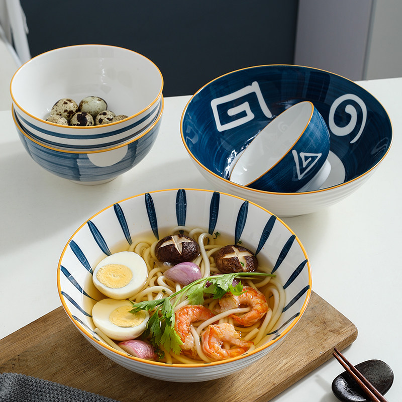 Ceramic Japanese ramen big bowl Rice bowl set bowl Malatang instant noodles big soup bowl Household fried noodles bowl