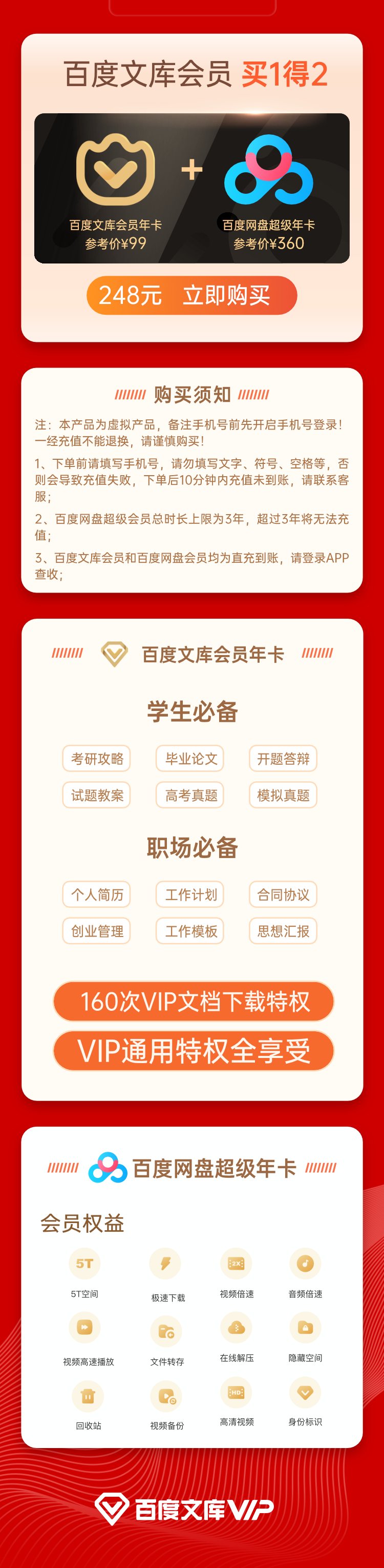 百度文库会员 年卡+百度网盘超级会员 年卡 图2