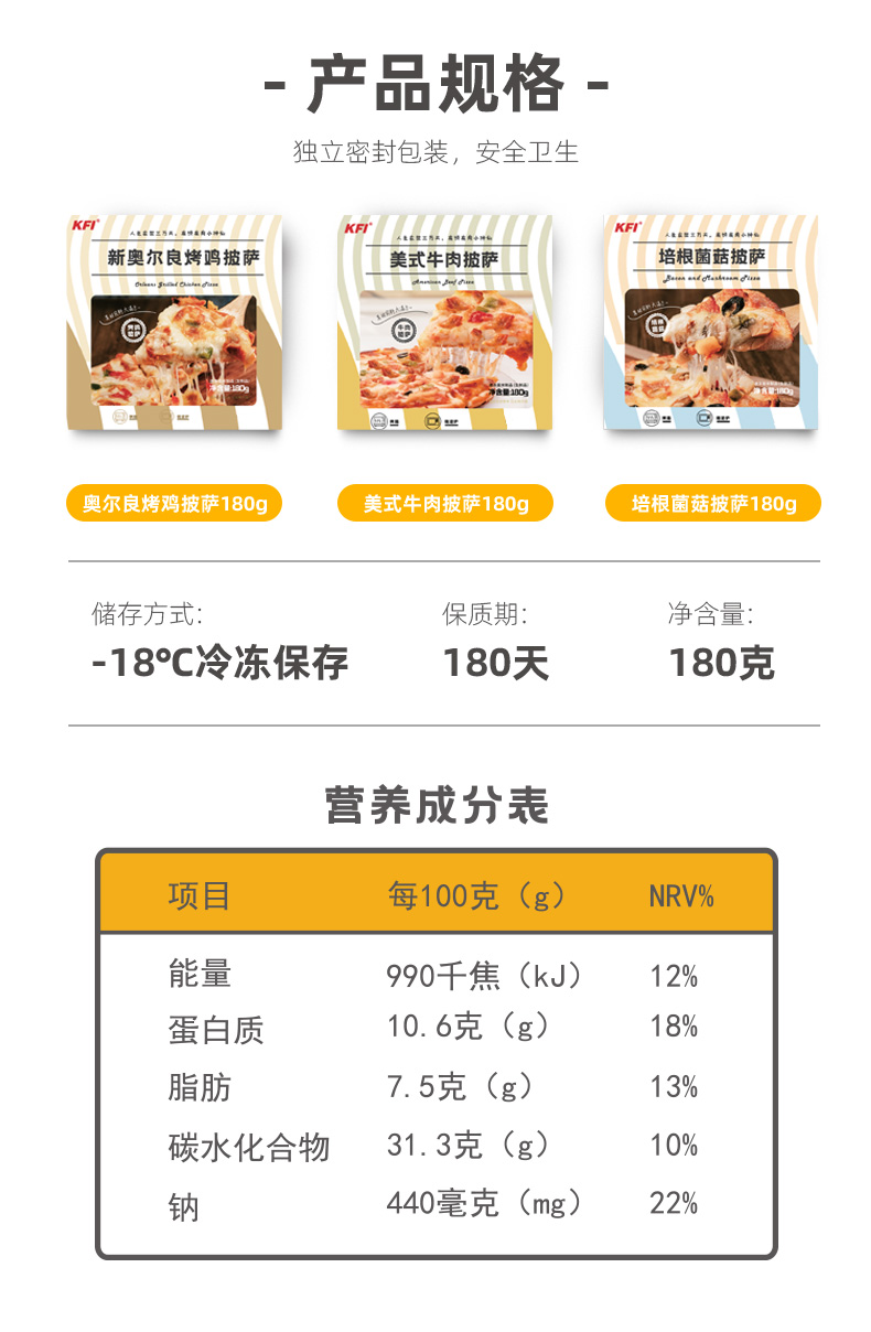 【KFI】披萨半成品加热即食180g