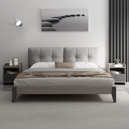 Кровать с твердым деревом Light Luxury European 1,5 -метровая двуспальная кровать 1,8 м главная спальня дома мягкая мешка кровать Экономичная и простая 1,2 односпальная кровать