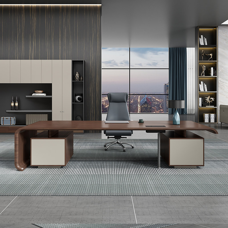 St. Ode walnut desk light luxury solid wood boss table president table general manager executive desk simple and modern - Taobao