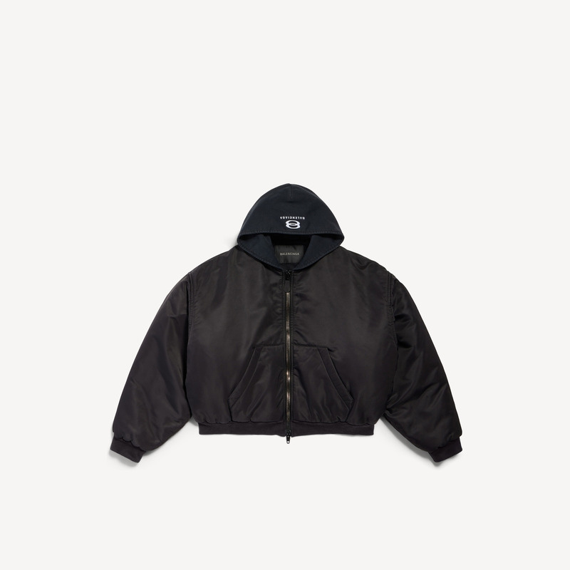 Balenciaga Unity Sports Icon Bomber Hooded Bomber Jacket