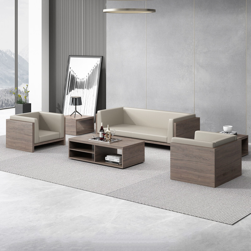 Sofa tea table Composition minimalist modern trio Place office guests Business hospitality Hospitality Real Leather Sofa Suit