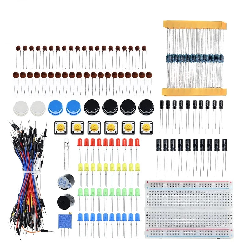 Old 400-hole breadboard kit R3 resistor LED capacitor bridge breadboard kit boxed